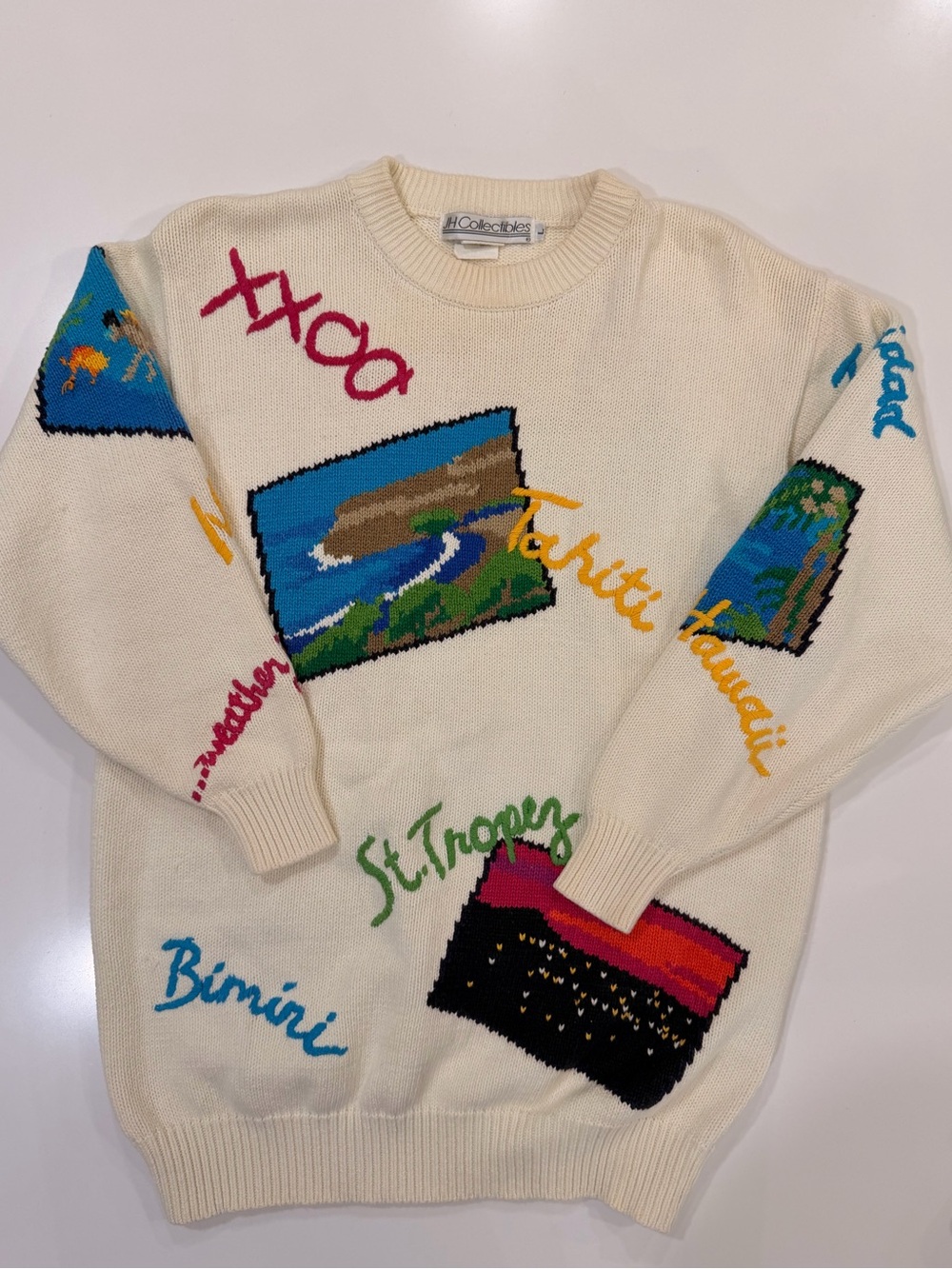 Vintage JH Collectibles Scenic Travel Resort Novelty Knit Sweater L